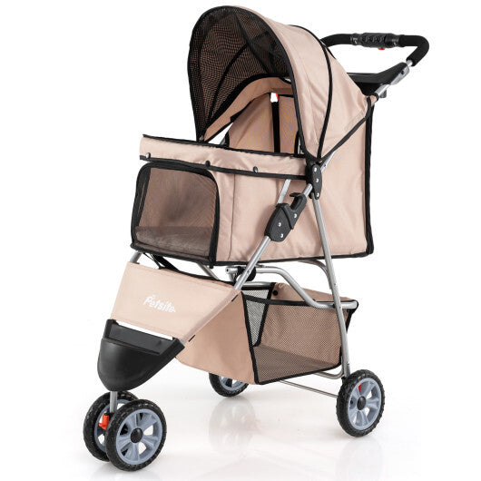 3 Wheel Pet Stroller for Small Dogs Cats up to 33 LBS-Black W2B