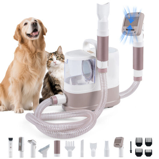 9-in-1 Dog Grooming Vacuum Kit for Shedding with 3 Suction Modes and Clippers for Dogs and Cats Home Cleaning W2B