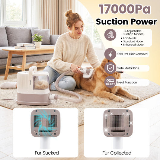 9-in-1 Dog Grooming Vacuum Kit for Shedding with 3 Suction Modes and Clippers for Dogs and Cats Home Cleaning W2B