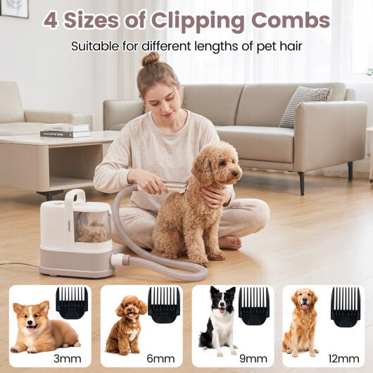 9-in-1 Dog Grooming Vacuum Kit for Shedding with 3 Suction Modes and Clippers for Dogs and Cats Home Cleaning W2B
