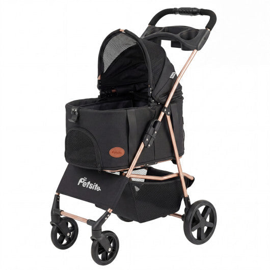 3-in-1 Pet Stroller for Small Medium Dogs Foldable with Detachable Carrier-Gray W2B