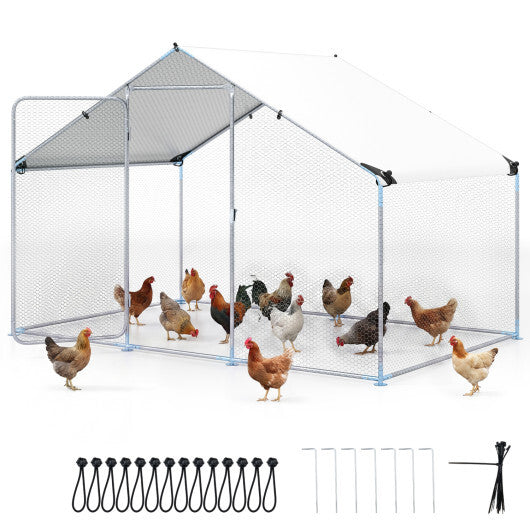 9.8 x 6.7  Feet Large Metal Chicken Coop with Waterproof Cover W2B