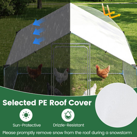 9.8 x 6.7  Feet Large Metal Chicken Coop with Waterproof Cover W2B