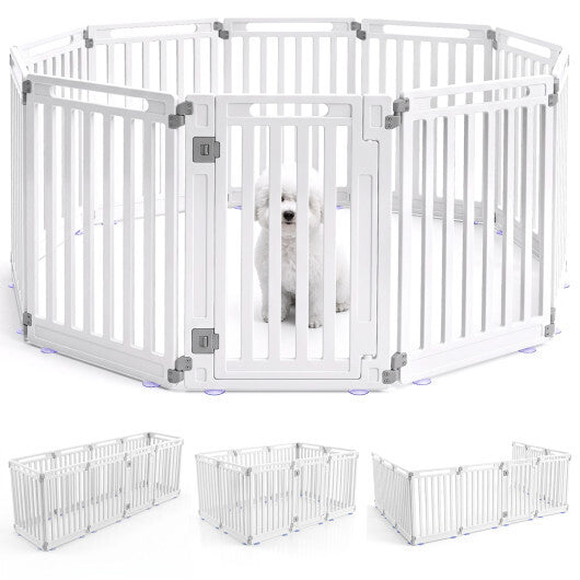 31.5" Height Indoor Outdoor Dog Playpen with 10 Panels-White W2B
