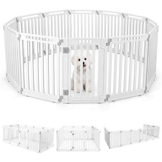 31.5" Height Indoor Outdoor Dog Playpen with 12 Panels-White W2B