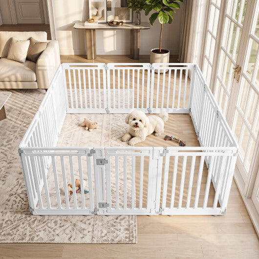 31.5" Height Indoor Outdoor Dog Playpen with 12 Panels-White W2B