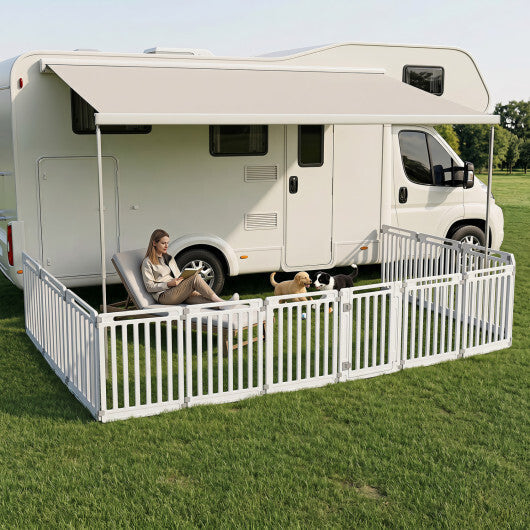 31.5" Height Indoor Outdoor Dog Playpen with 12 Panels-White W2B