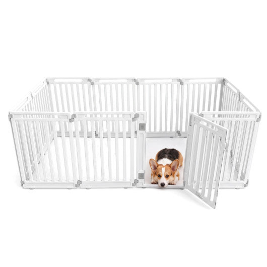 31.5" Height Indoor Outdoor Dog Playpen with 12 Panels-White W2B