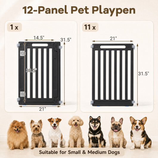 31.5" Height Indoor Outdoor Dog Playpen with 12 Panels-White W2B
