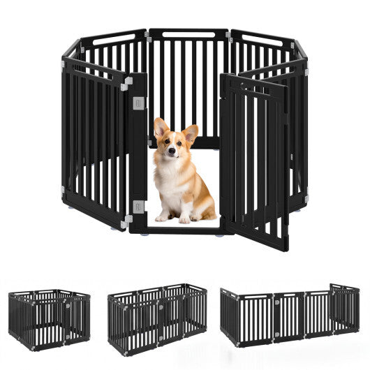 31.5" Height Indoor Outdoor Dog Playpen with 8 Panels-Black W2B