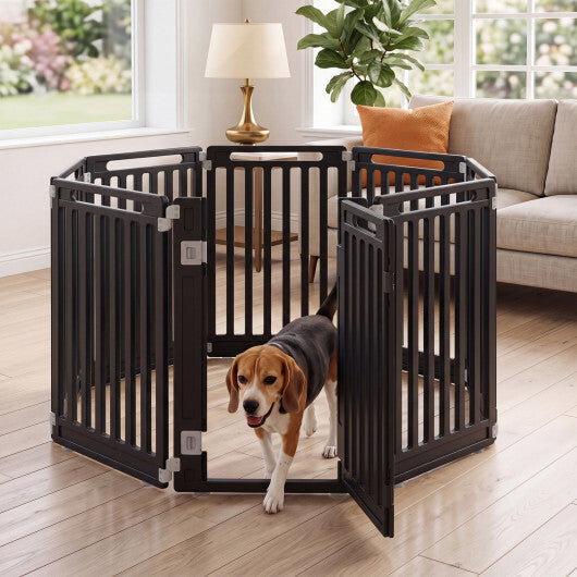 31.5" Height Indoor Outdoor Dog Playpen with 8 Panels-Black W2B