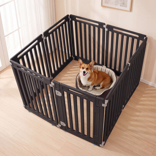 31.5" Height Indoor Outdoor Dog Playpen with 8 Panels-Black W2B