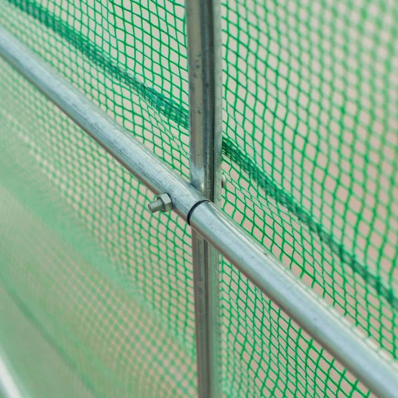 14.5 ft x 6.3 ft Outdoor Greenhouse with Green PE Cover and Sturdy Steel Frame FastFurnishings
