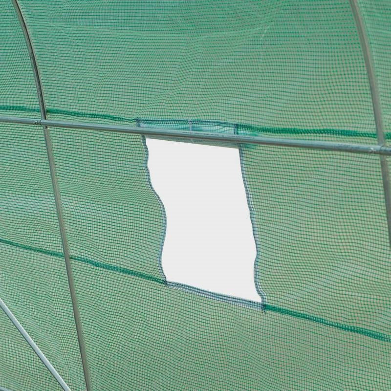 14.5 ft x 6.3 ft Outdoor Greenhouse with Green PE Cover and Sturdy Steel Frame FastFurnishings