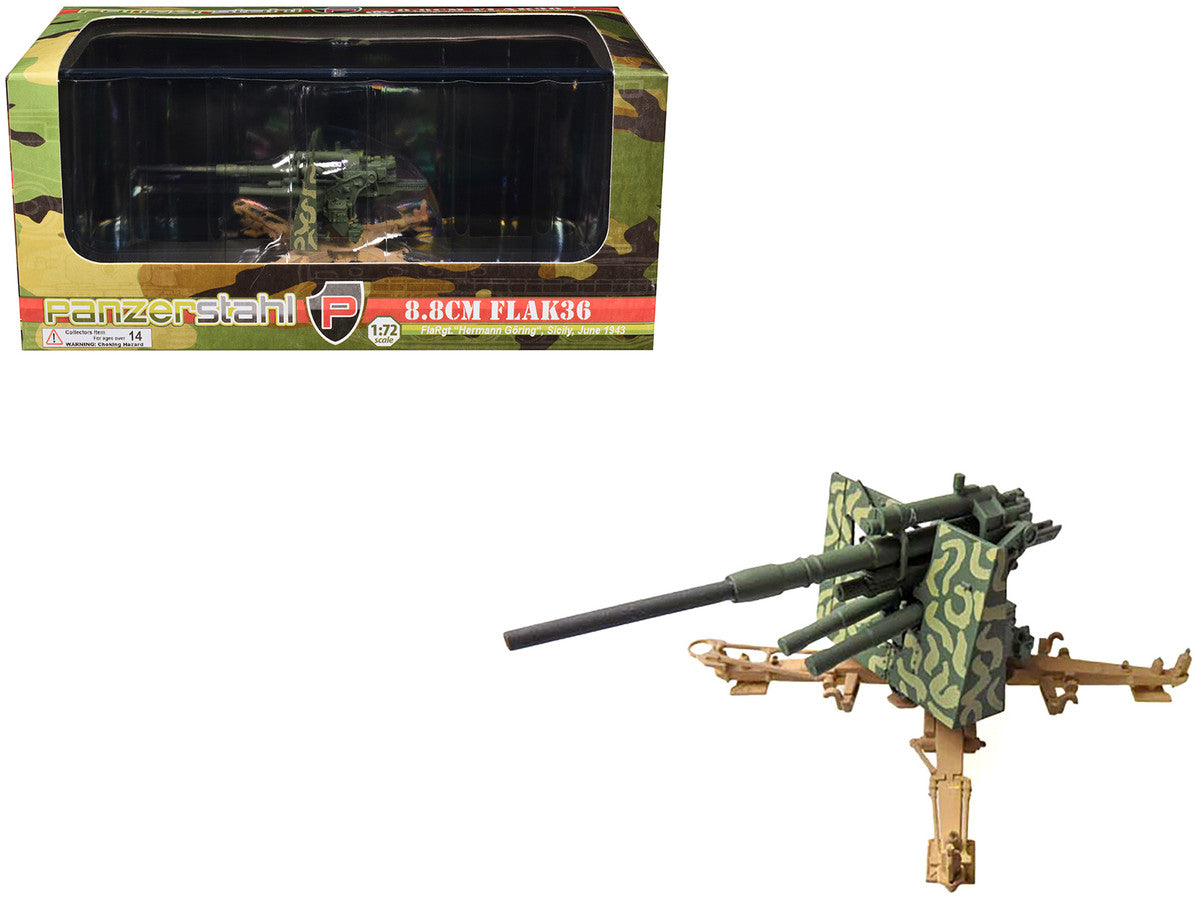 8.8cm Flak36 Gun "FlaRgt. Hermann Goring Sicily" (1943) German Army 1/72 Diecast Model by Panzerstahl Panzerstahl