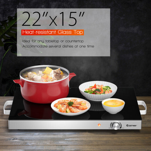 ?Only for Plus?22 x 14 Inch Electric Warming Tray Hot Plate Dish Warmer with Adjustable Temperature