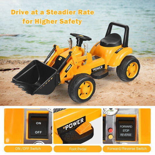 ?Only for Plus?Kids Ride On Excavator Digger 6V Battery Powered Tractor-Yellow