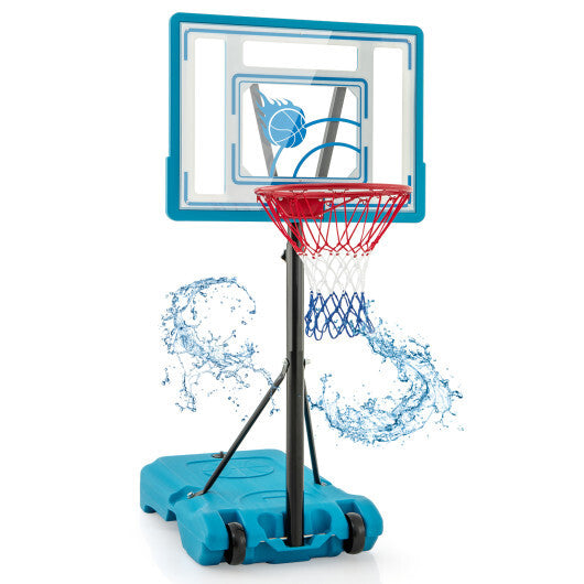 Pool Basketball Hoop Adjustable 3.8-4.4 FT Portable Poolside Basketball Goal with Fillable Base