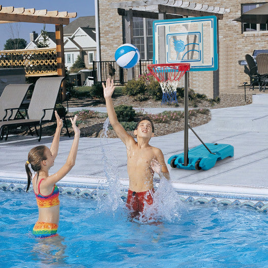 Pool Basketball Hoop Adjustable 3.8-4.4 FT Portable Poolside Basketball Goal with Fillable Base