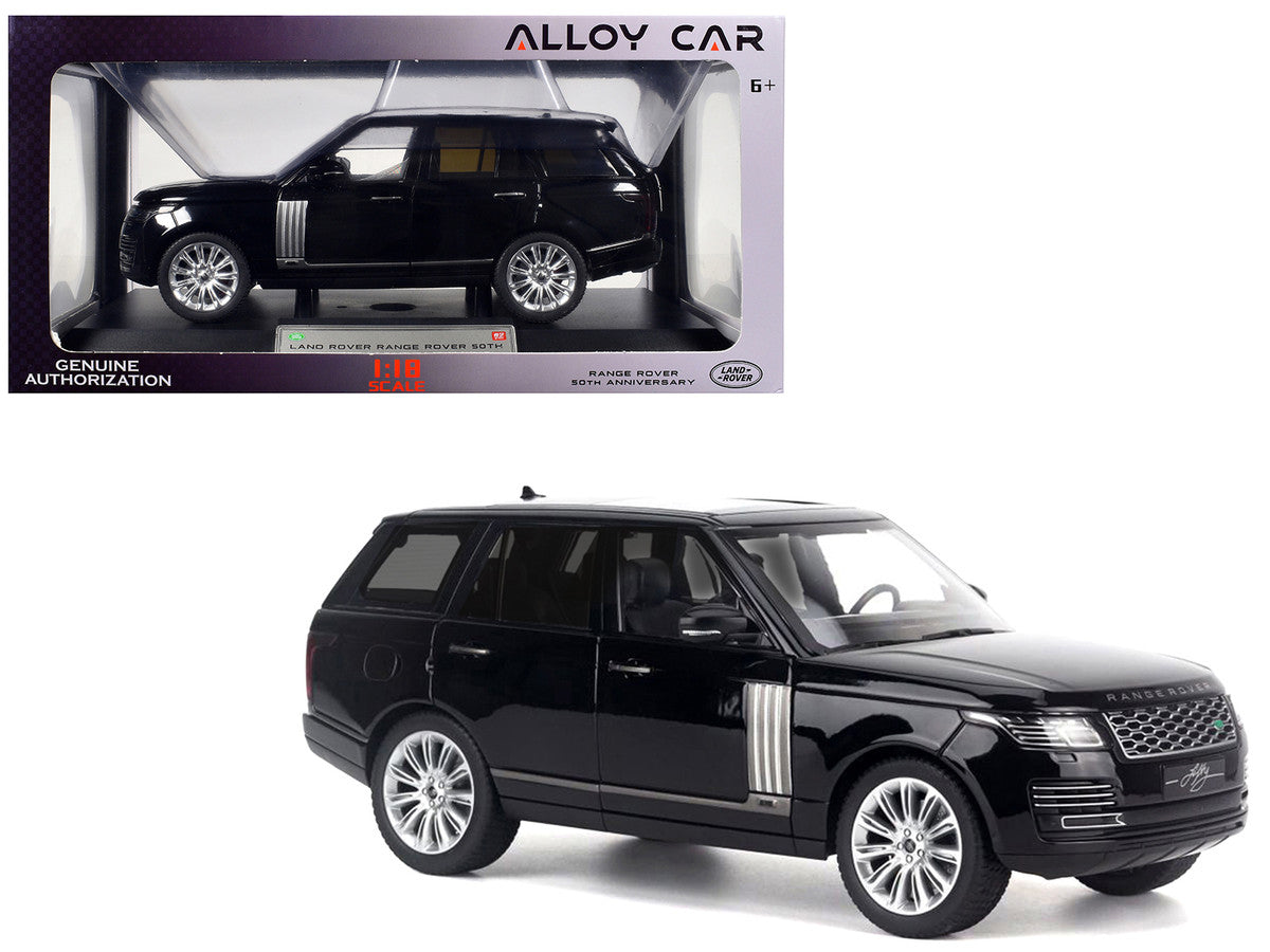 Land Rover Ranger Rover 50th Anniversary Black Metallic with Sunroof 1/18 Diecast Model Car by Heimanba Heimanba