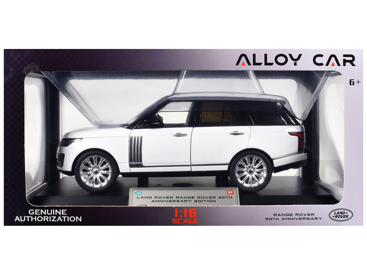 Land Rover Range Rover 50th Anniversary White Metallic with Sunroof 1/18 Diecast Model Car by Heimanba Heimanba