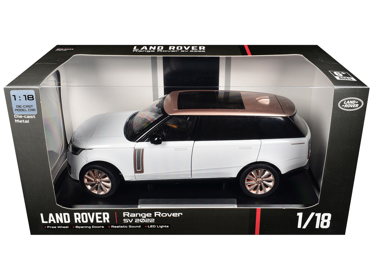 2022 Land Rover Range Rover SV White Metallic with Rose Gold Top and Moonroof 1/18 Diecast Model Car by Heimanba Heimanba