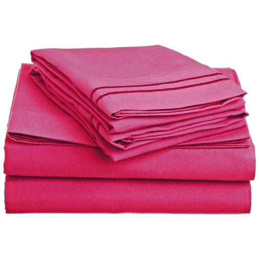 Queen size 4-Piece Sheet Set in Pink Polyester Microfiber FastFurnishings