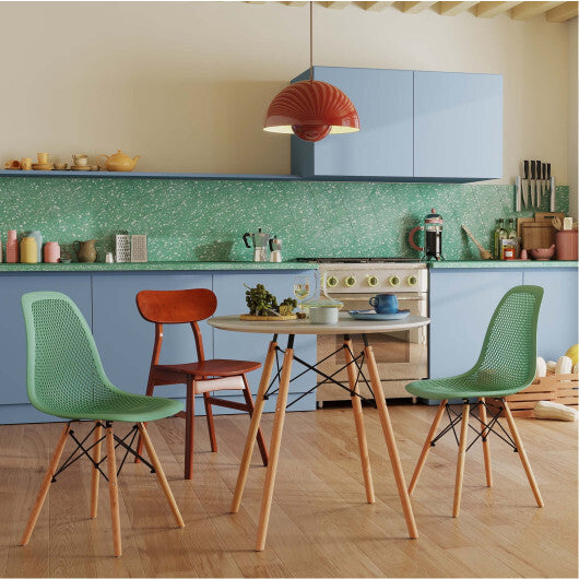 Modern 3-Piece Dining Set: Round Table with Set of 2 Hollow Plastic Chairs