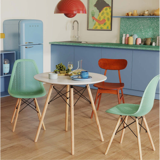 Modern 3-Piece Dining Set: Round Table with Set of 2 Hollow Plastic Chairs