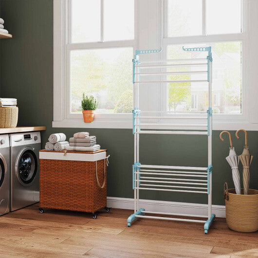4-tier Clothes Drying Rack + Laundry Hamper with Wheels W2B