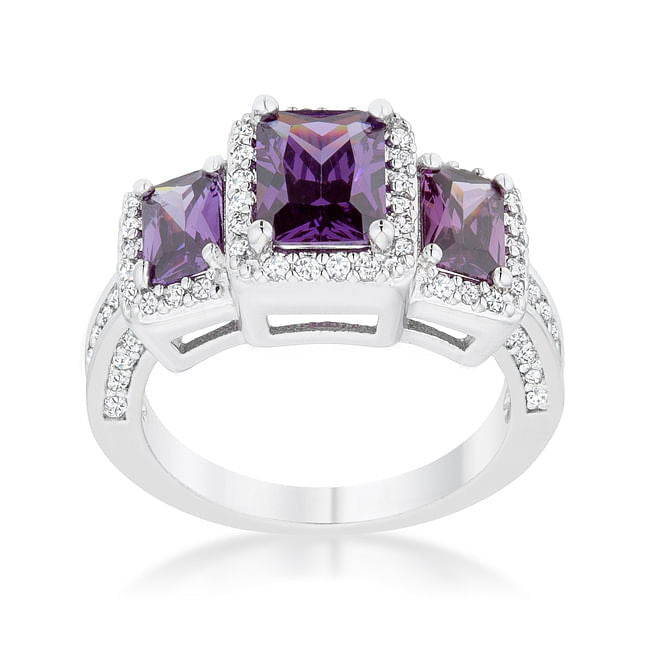 Rita 2.3ct Amethyst CZ Rhodium Classic Trio Ring LuxuryLifeWay Online Store