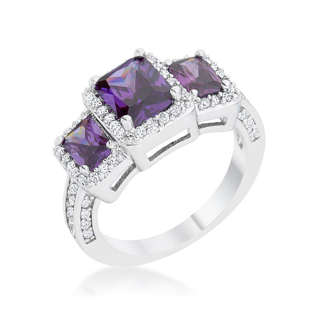 Rita 2.3ct Amethyst CZ Rhodium Classic Trio Ring LuxuryLifeWay Online Store