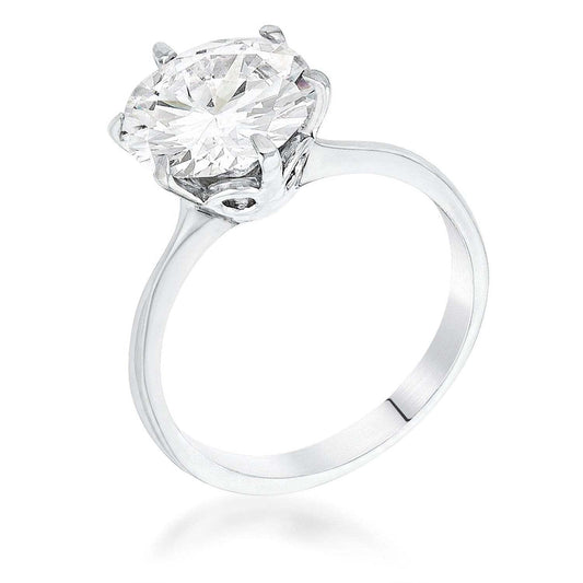 3.5 Carat Single Stone CZ Rhodium Classic Solitaire Ring LuxuryLifeWay Online Store