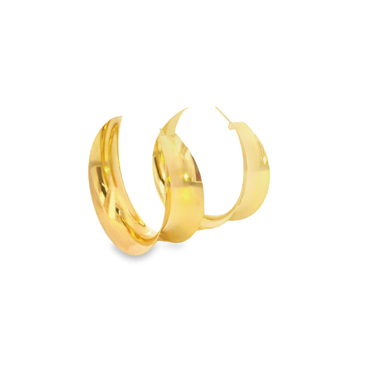 18K Gold Filled Curved Wide Minimalist Hoops (J305-J307)(L395) MIA Jewelry
