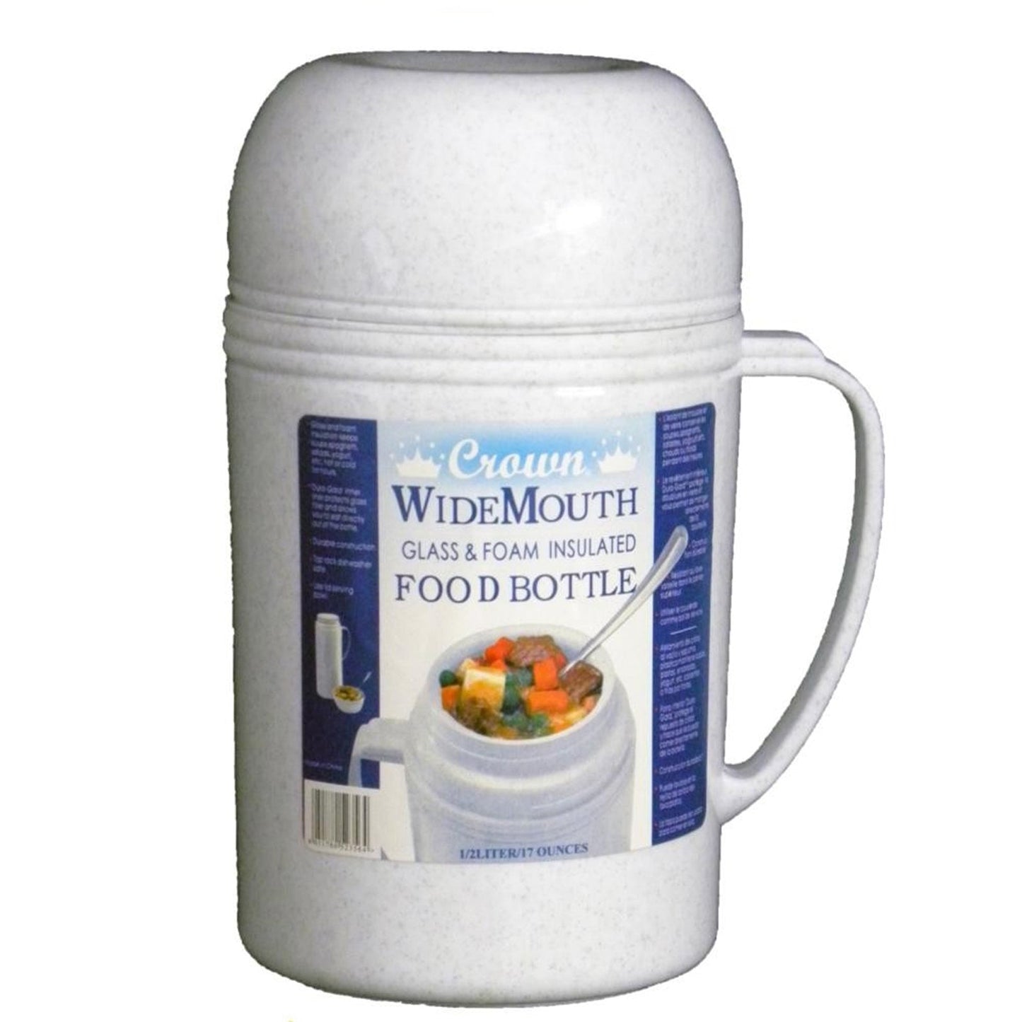 Brentwood 0.5L Wide Mouth Glass Vacuum / Foam Insulated Food Thermos W2B