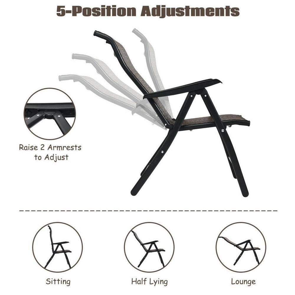 Outdoor Heavy Duty Dark Brown Rattan Folding Patio Chair FastFurnishings
