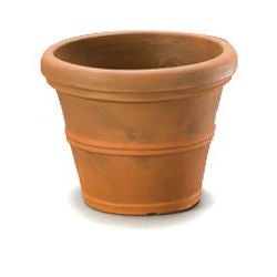 12-inch Round Planter in Rust color Weather Resistant Poly Resin Plastic FastFurnishings