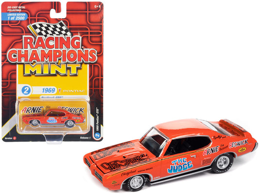 1969 Pontiac GTO Orange with Graphics "The Judge - Arnie 'The Farmer' Beswick" "Racing Champions Mint 2023" Release 1 Limited Edition to 2500 pieces Worldwide 1/64 Diecast Model Car by Racing Champions Racing Champions