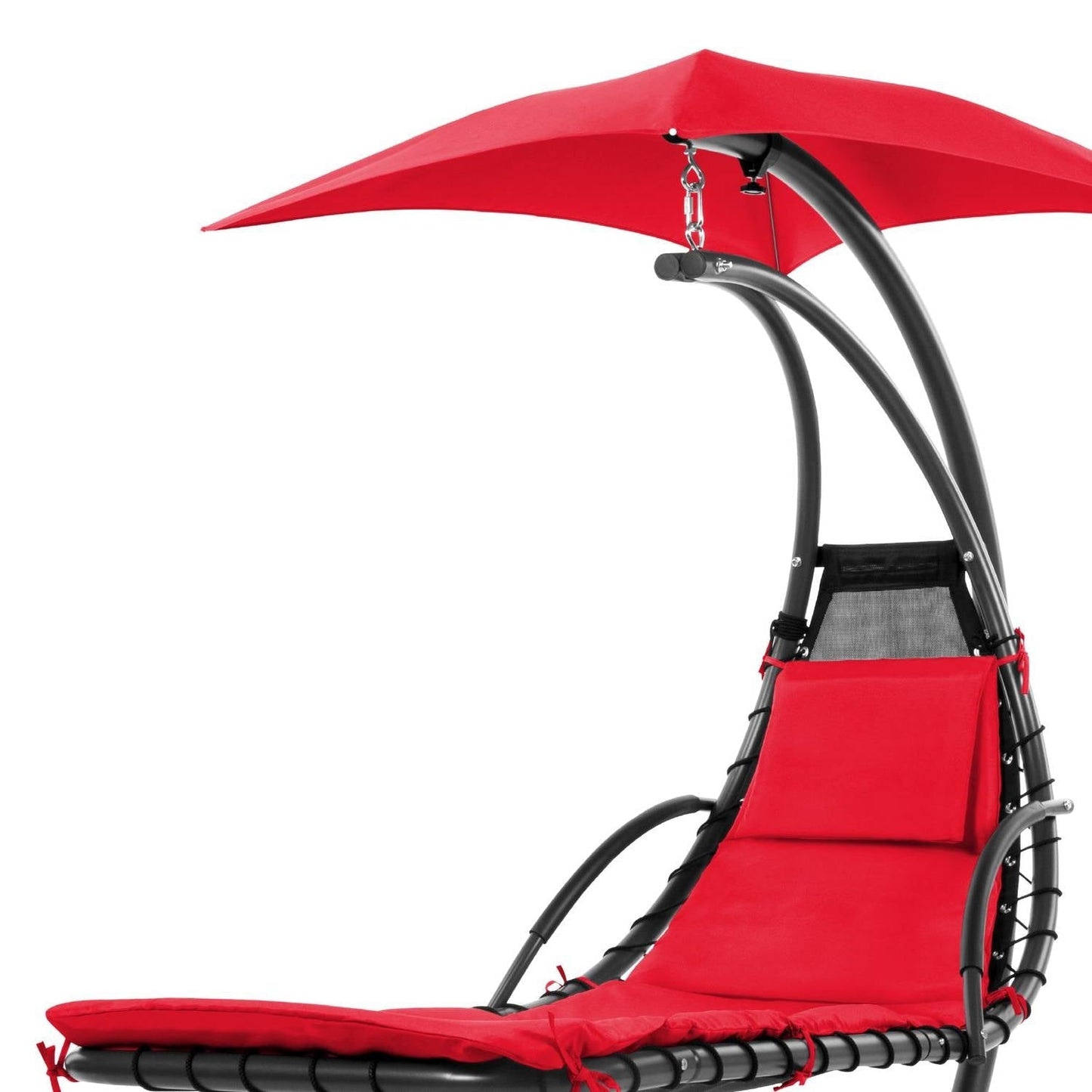 Red Single Person Sturdy Modern Chaise Lounger Hammock Chair Porch Swing FastFurnishings