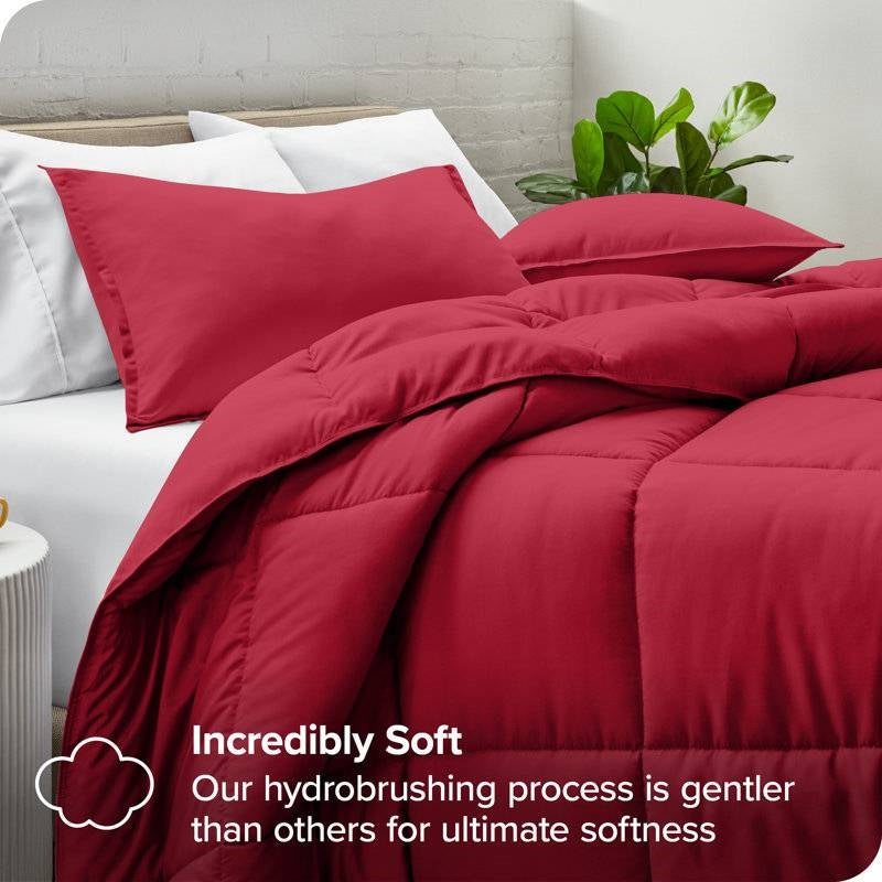 Full/Double Size All Season Super Soft Down Alternative Comforter Set Red-2