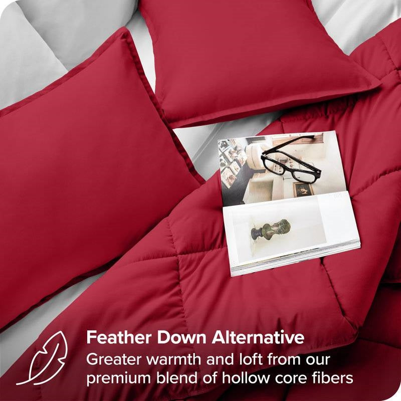 Full/Double Size All Season Super Soft Down Alternative Comforter Set Red-3