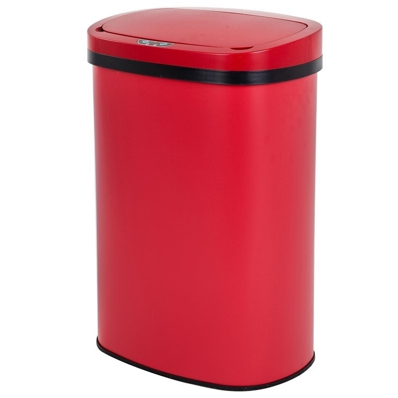 Red 13 Gallon Stainless Steel Motion Sensor Trash Can W2B