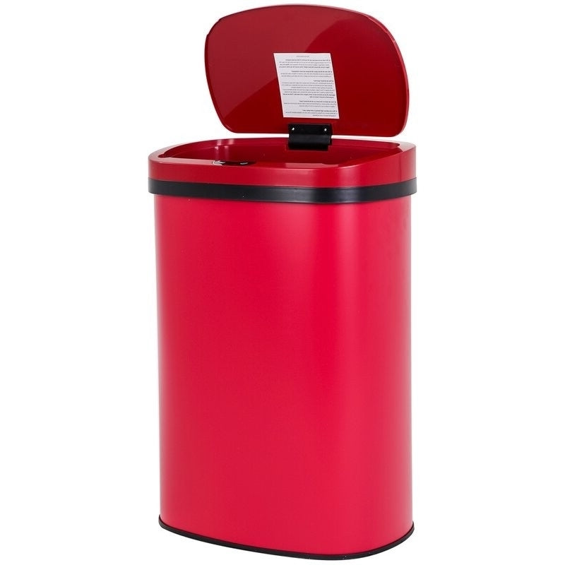 Red 13 Gallon Stainless Steel Motion Sensor Trash Can W2B