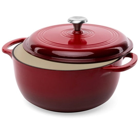 6 Quart Large Red Enamel Cast-Iron Dutch Oven Kitchen Cookware HomePacific