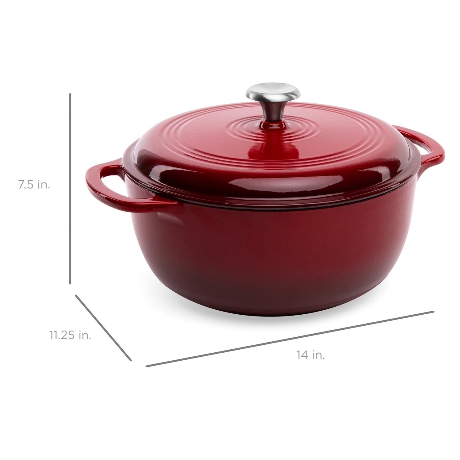 6 Quart Large Red Enamel Cast-Iron Dutch Oven Kitchen Cookware HomePacific