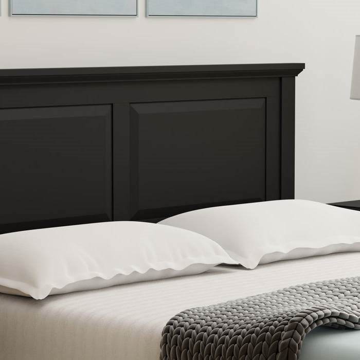 King Traditional Solid Oak Wooden Platform Bed Frame with Headboard in Black HomePacific