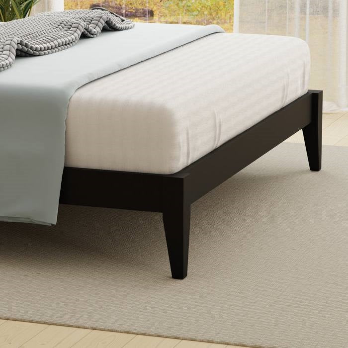 King Traditional Solid Oak Wooden Platform Bed Frame with Headboard in Black HomePacific