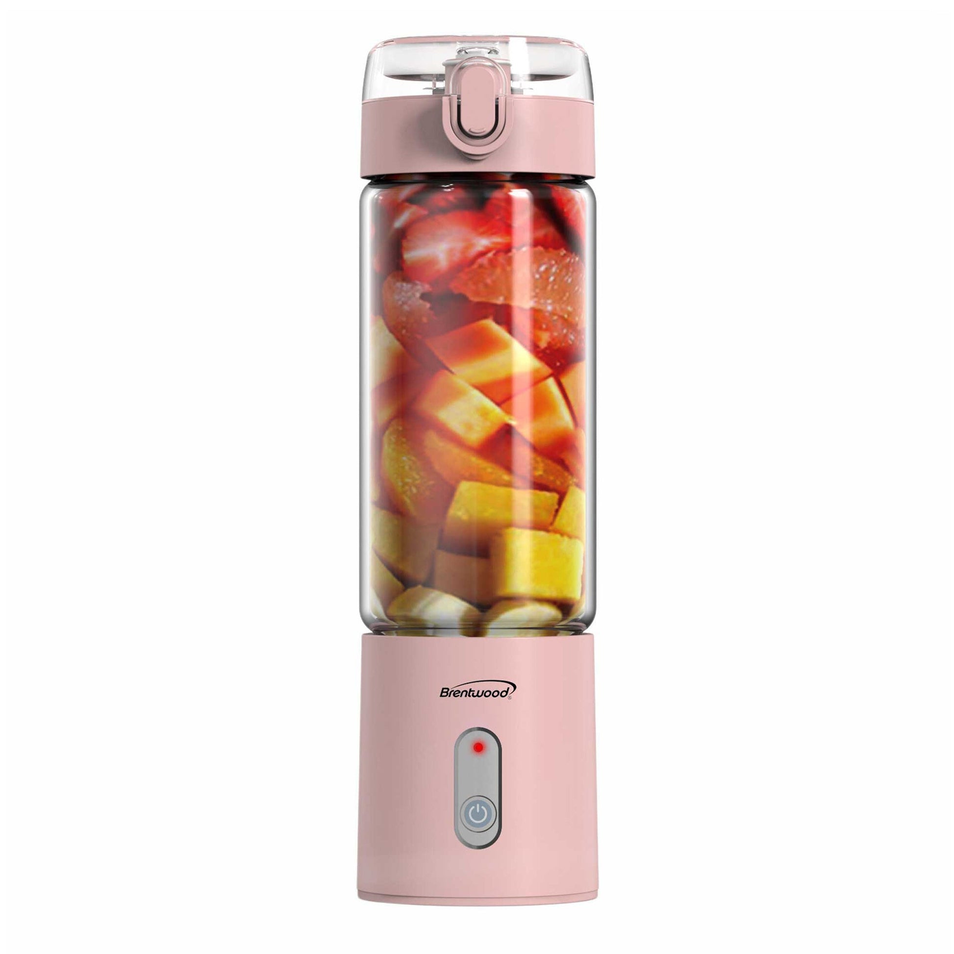 Brentwood 17 Ounce Portable Battery Operated USB Glass Blender in Pink W2B