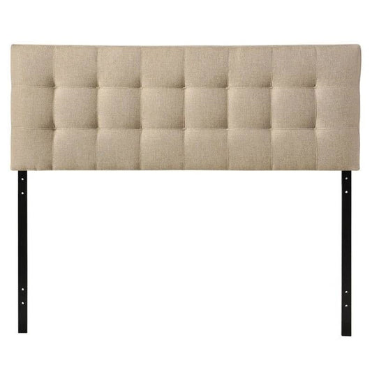 Full size Modern Beige Tan Taupe Fabric Tufted Upholstered Headboard-0