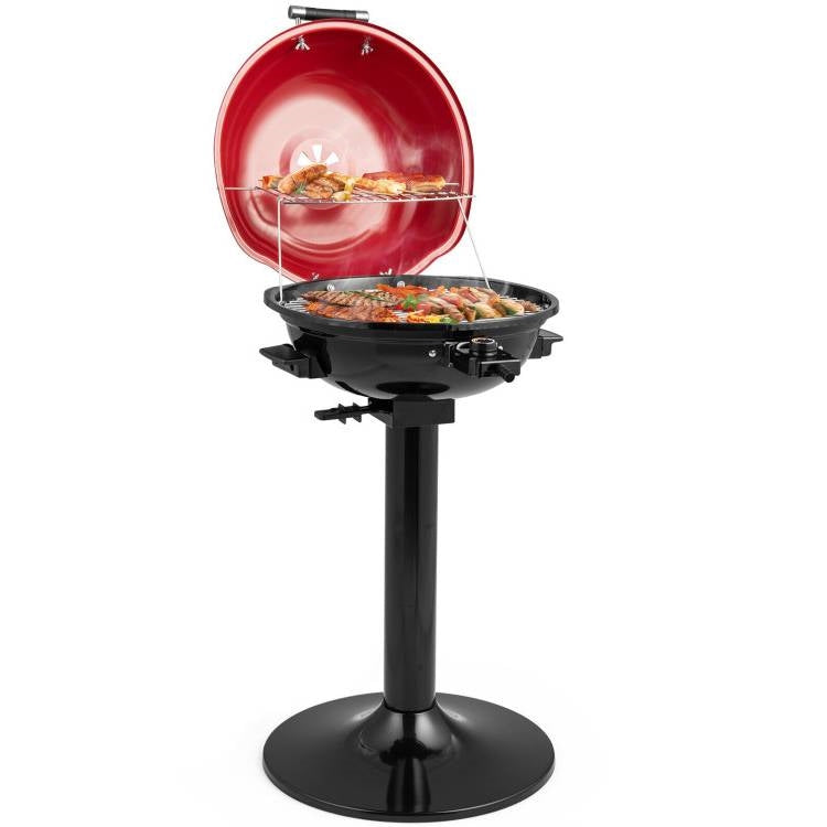 Red Double Layer Portable Electric 1600 Watt BBQ Grill FastFurnishings